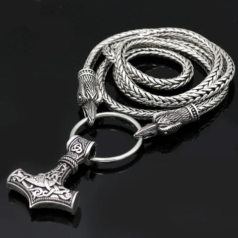 MJOLNIR WITH RAVEN HEADS VIKING NECKLACE - THOR'S LEGACY