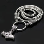 MJOLNIR WITH RAVEN HEADS VIKING NECKLACE - THOR'S LEGACY