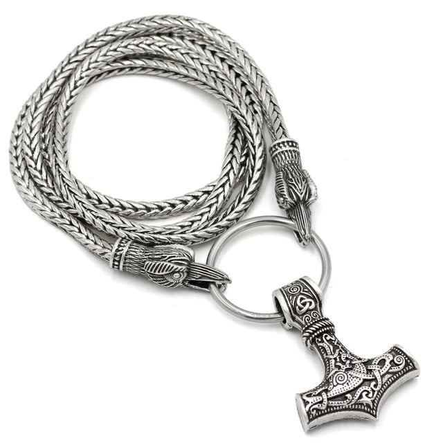 MJOLNIR WITH RAVEN HEADS VIKING NECKLACE - THOR'S LEGACY