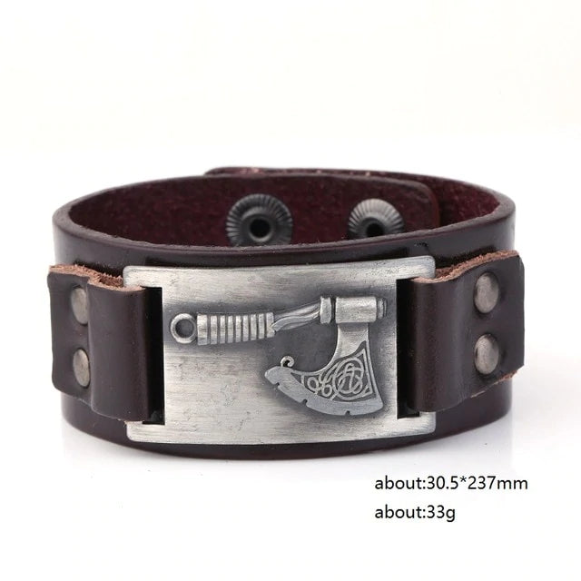 Viking Axe Leather Bracelet