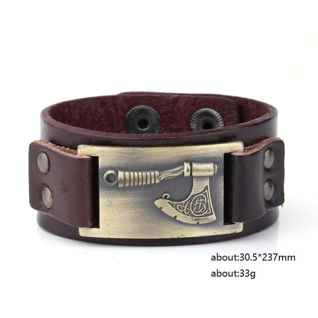 Viking Axe Leather Bracelet