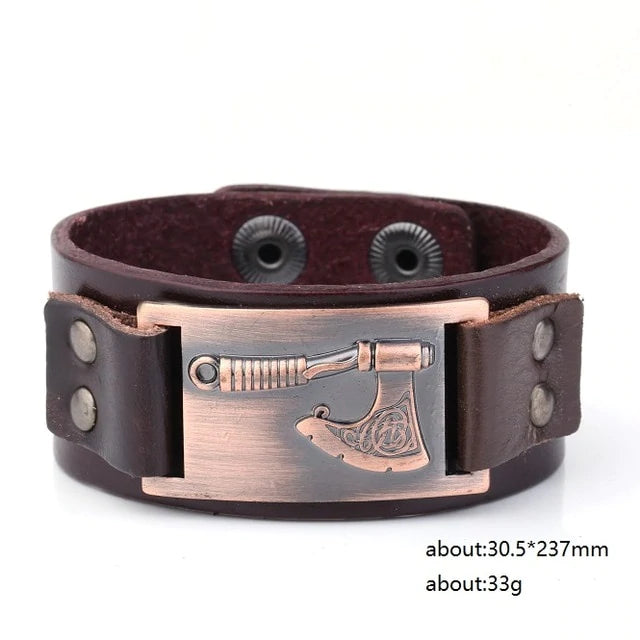 Viking Axe Leather Bracelet