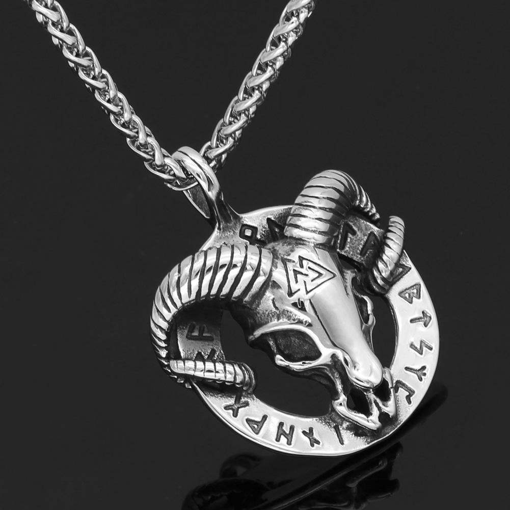 Ram Necklace With Valknut Symbol