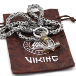 Rune King Chain With Gold Trimmed Mjolnir Pendant