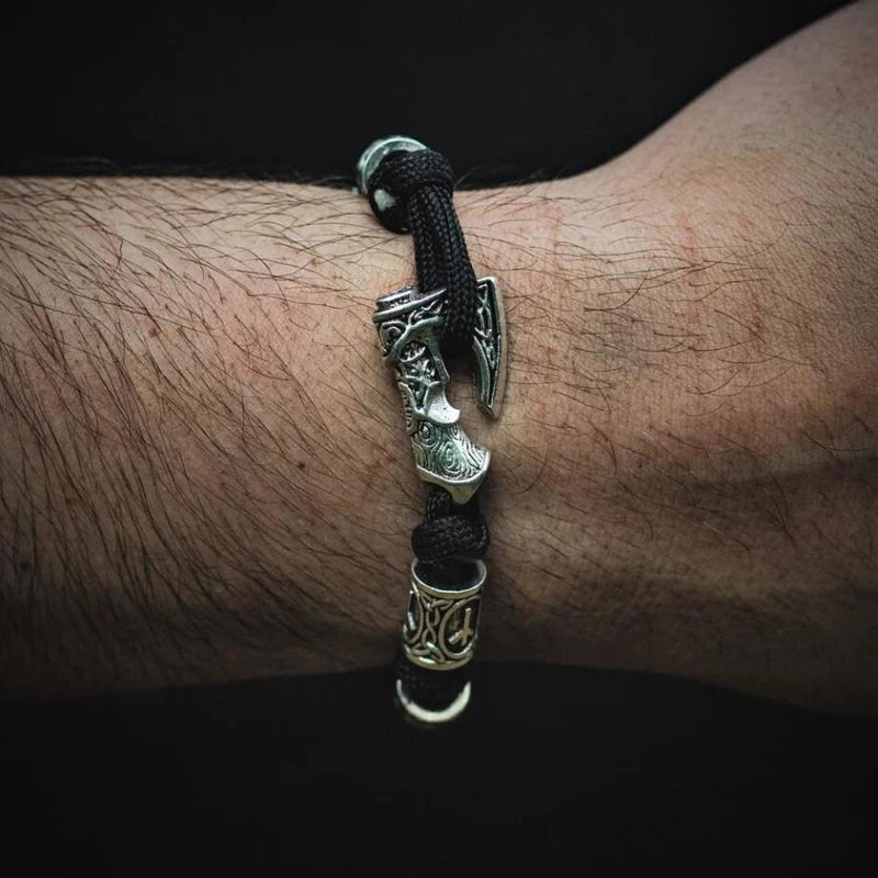 Viking Axe Rune Beads Paracord Bracelet