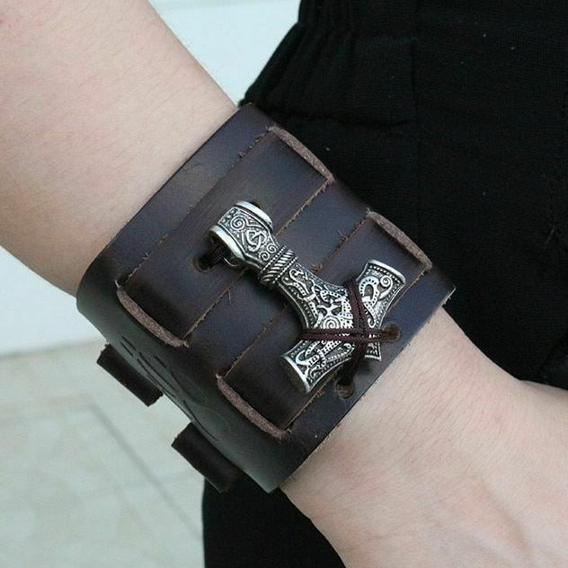 Thor’s Hammer - Leather Wristband