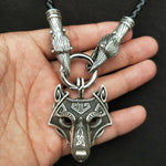 ODIN'S RAVENS HOLDING FENRIR WOLF VIKING NECKLACE