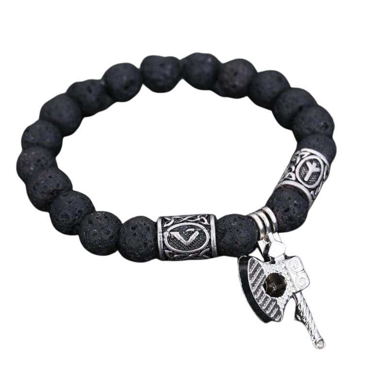 Scandinavian lava stone bracelet - viking bracelet