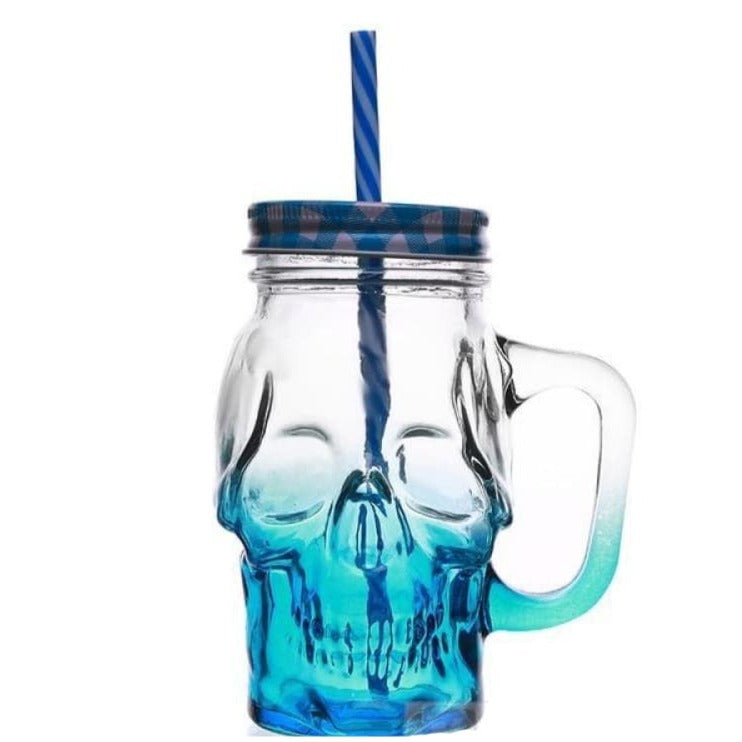 SKULL GLASS 3.0 - Blue / 450ML(Fulled) - skull glass