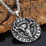 Viking Stag Elder Futhark Rune Necklace
