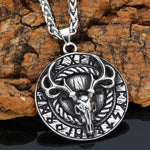 Viking Stag Elder Futhark Rune Necklace