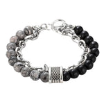 Men's Double Chain Link Stone Bracelet