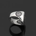 Valknut Ring With Helm Of Awe Symbol