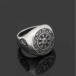 Valknut Ring With Helm Of Awe Symbol