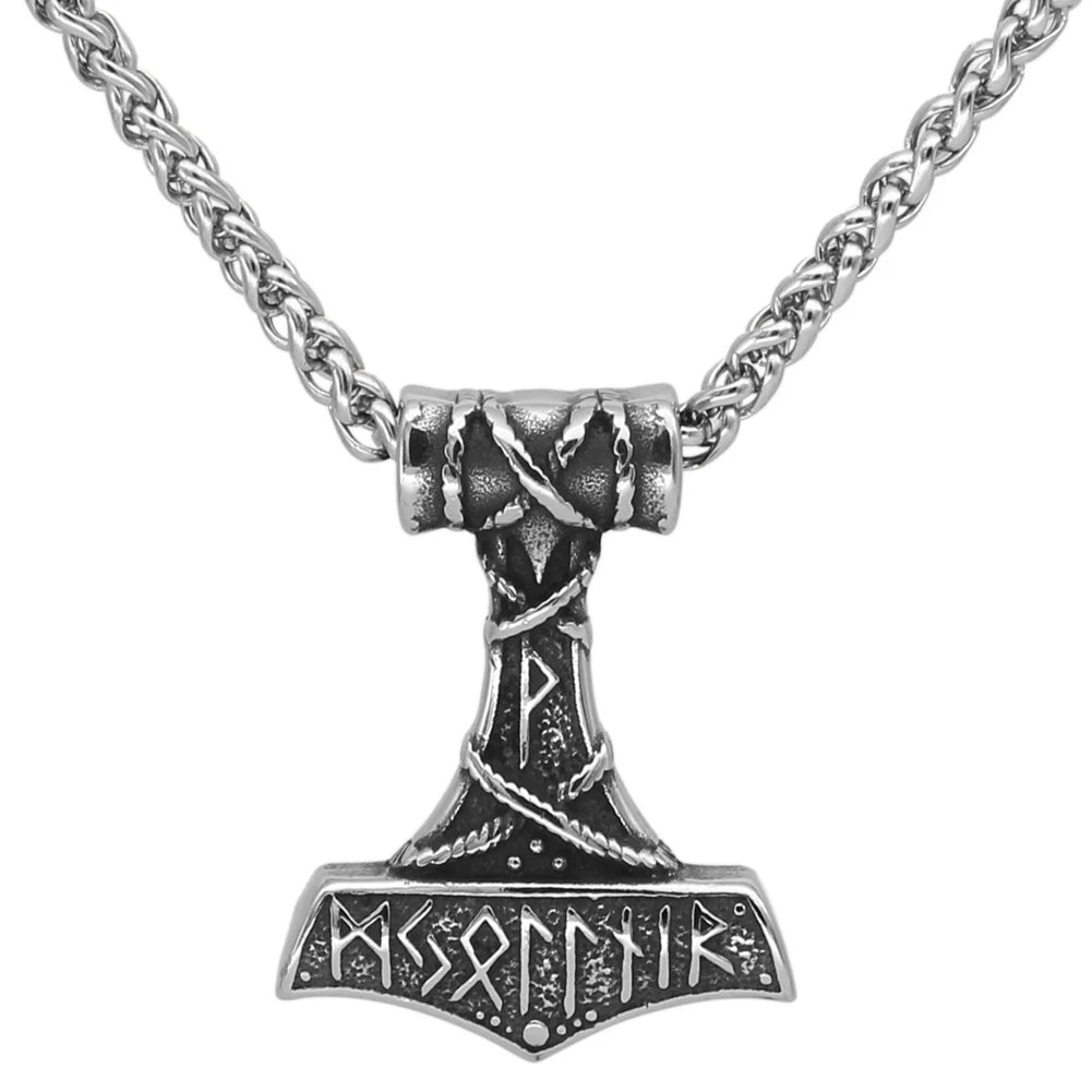 Mjolnir Thor's Hammer Norse Rune Pendant Necklace