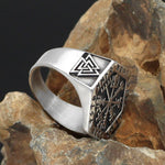 Hexagon Vegvisir Ring With Runes