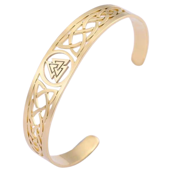 VIKING ARM RING VALKNUT - BLACK/GOLD - Gold Valknut - 200000146