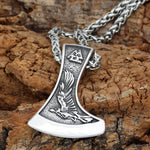 Viking Axe Necklace With Wolf And Raven