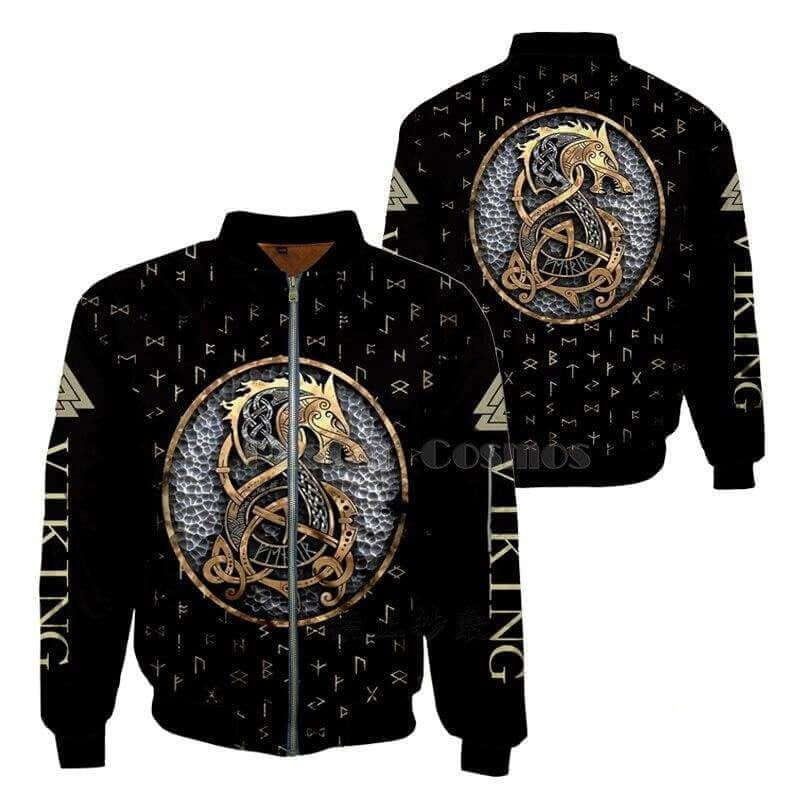 VIKING BOMBER JACKET - NORSE SYMBOLS - 5 / S - VIKING BOMBER JACKET