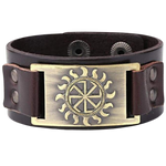 VIKING BRACELET SYMBOL OF SUN - viking leather cuff