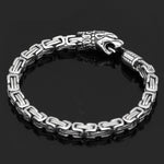 Viking Bracelet Wolf Fenrir Heads in Stainless Steel - bracelets viking