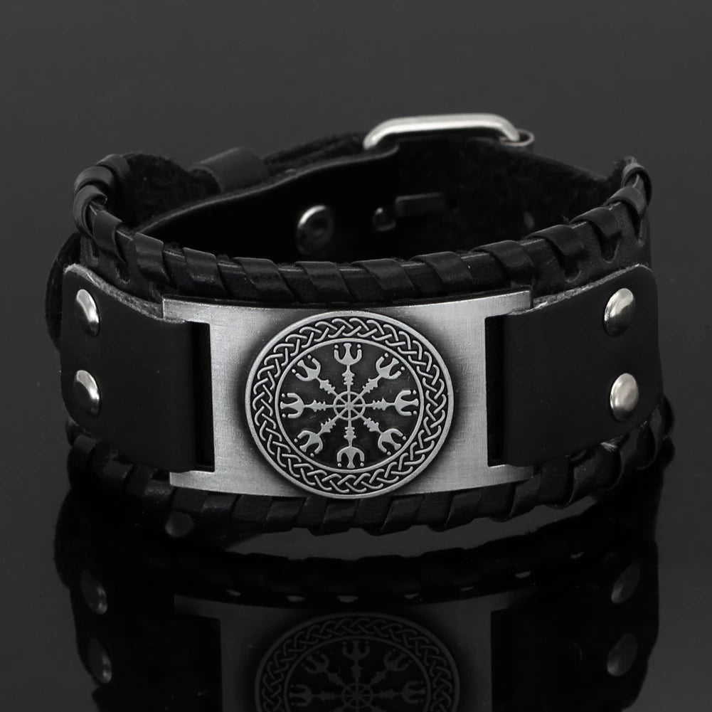 Helm of Awe - Aegishjalmur - Viking Leather Bracelet