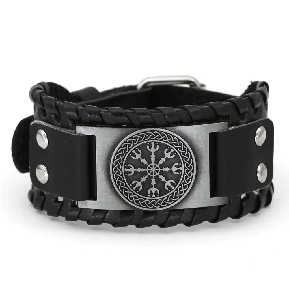 Helm of Awe - Aegishjalmur Viking Leather Bracelet