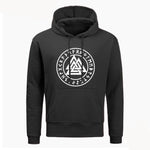 VIKING HOODIE - SYMBOLS PRINT THOR - BLACK / S / VALKNUT - 200000344