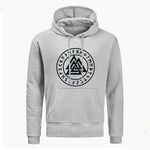 VIKING HOODIE - SYMBOLS PRINT THOR - GREY / S / VALKNUT - 200000344