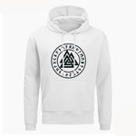 VIKING HOODIE - SYMBOLS PRINT THOR - WHITE / S / VALKNUT - 200000344