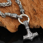 King Chain With Odin's Ravens & Mjolnir Pendant