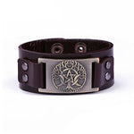 VIKING LEATHER BRACELET YGGDRASIL - Brown - Bronze - viking leather cuff
