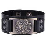 VIKING LEATHER BRACELET YGGDRASIL - viking leather cuff