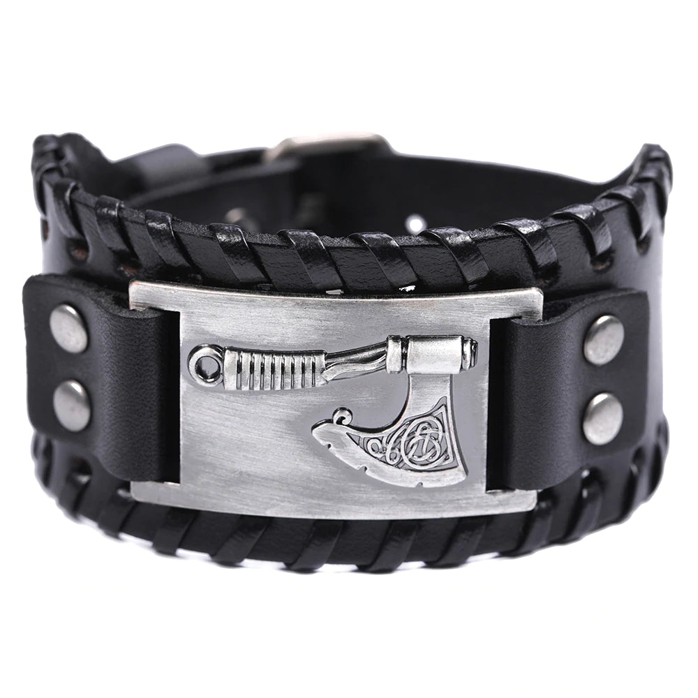 Viking Axe Leather Bracelet