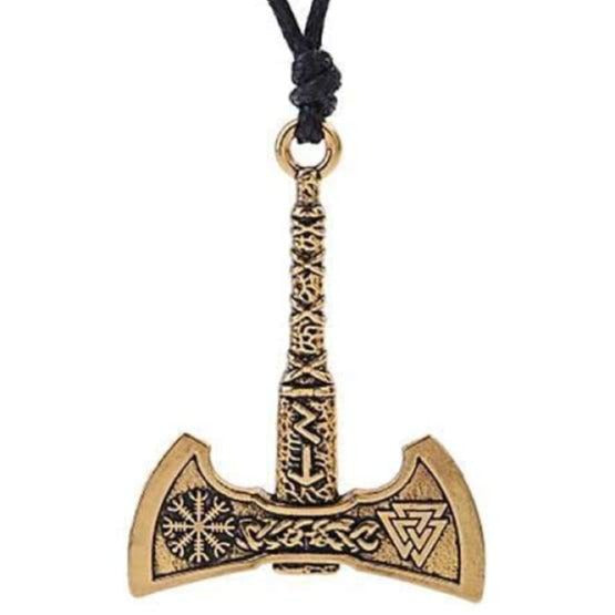 VIKING NECKLACE - AXE WEAPON - antique bronze - axe pendant