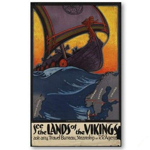 VIKING POSTER - NORDIC COUNTRIES OLD VINTAGE - 13x18 cm No Frame / PB578 - 1704