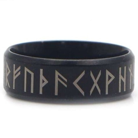 viking runic ring black