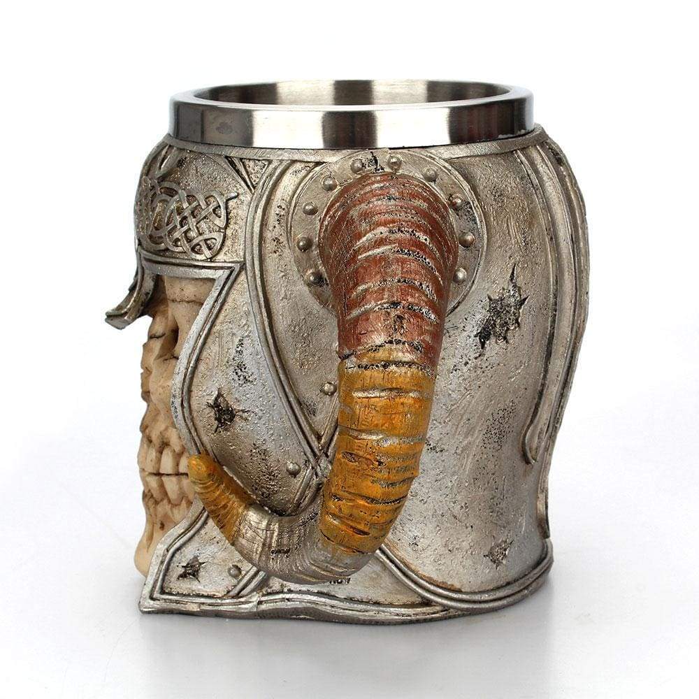 Viking Head Skull Horn Mug