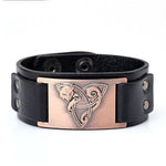 VIKING TRIQUETRA FOX BRACELET - Black - Copper - viking leather cuff