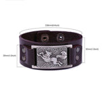 VIKING WOLF BRACELET - Brown Antique Silver - viking leather cuff