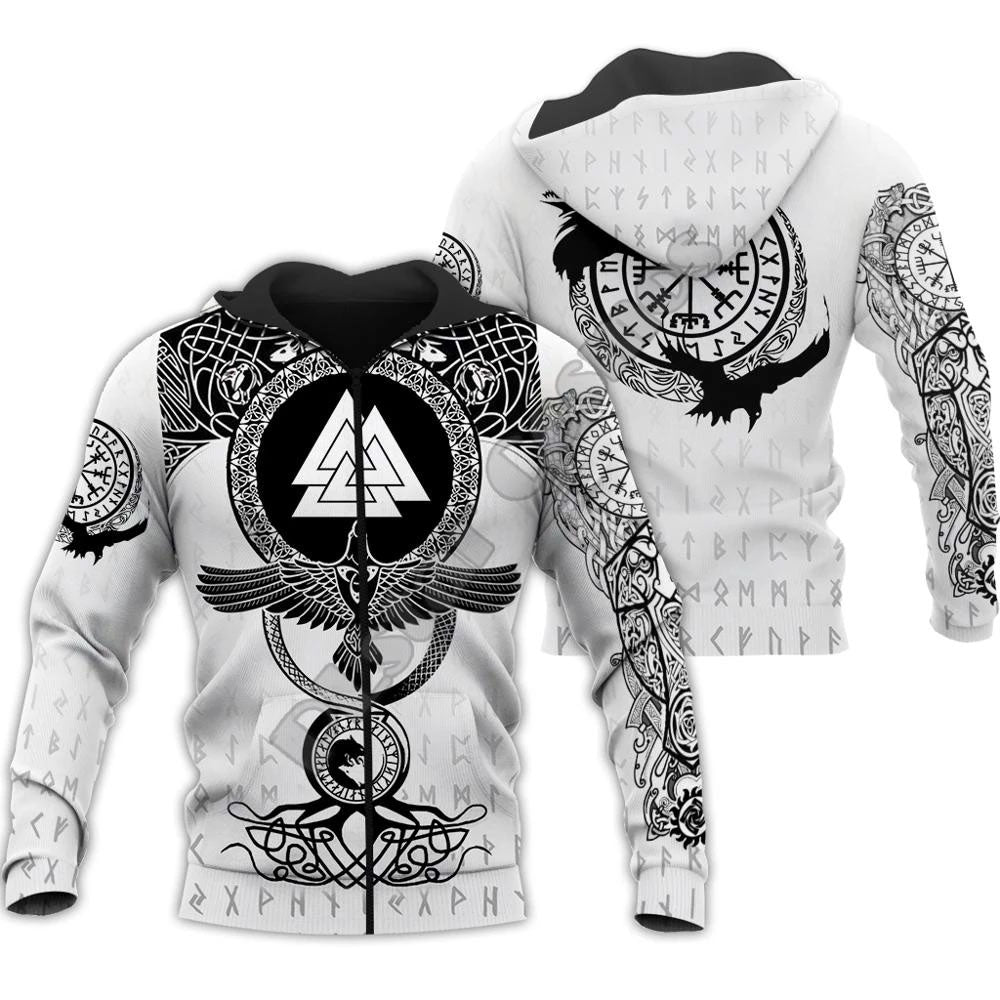 Valknut (White Viking Hoodie)