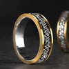 Gold Trimmed Valknut Viking Ring  - Sterling Silver
