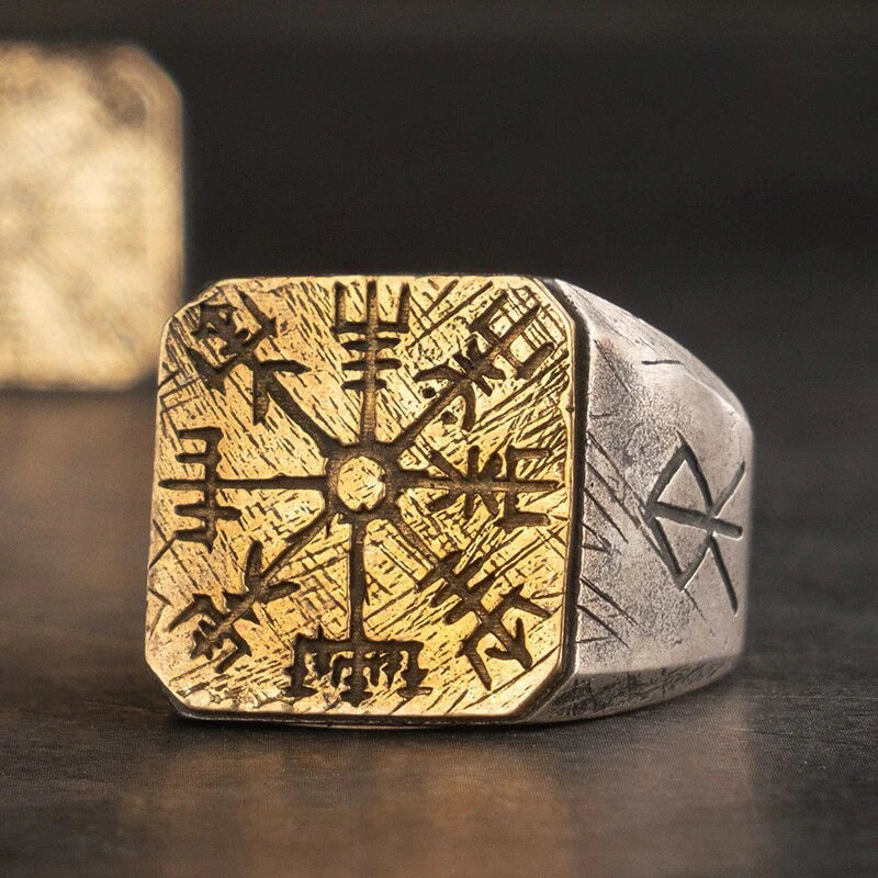 Vegvisir Viking Signet Ring - Sterling Silver